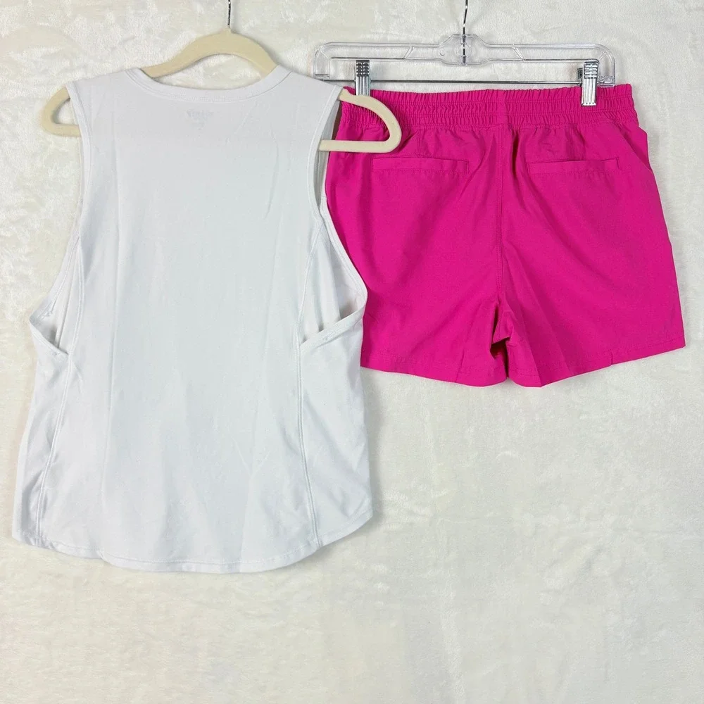 Old Navy Active Tank and Shorts Kids XL‎ 14-16 White Pink Excellent Sporty Set